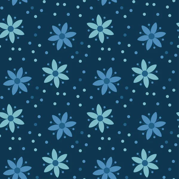 Bonde stil enkelt blommiga mönster på blå färg. — Stock vektor