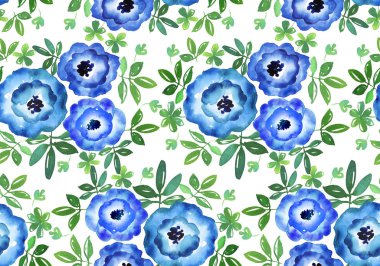 blue flower hand drawn watercolor illustration for background an clipart