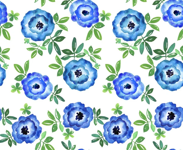 Blaue Blume handgezeichnete Aquarell-Illustration für Hintergrund ein — Stockfoto