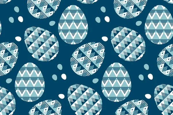 Geometria tribal azul easter ovo decoração sem costura padrão. vec — Vetor de Stock