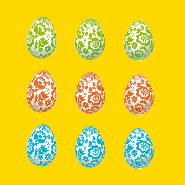 Ilustração colorida do vetor da decoração do ovo da Páscoa. pessoas florais - — Vetor de Stock