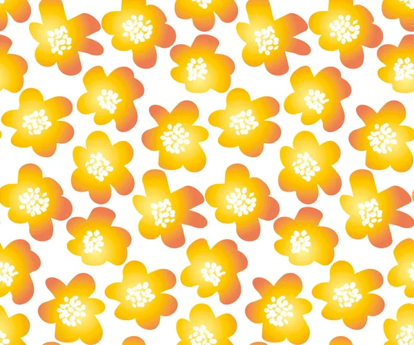 Color naranja caliente verano vector floral ilustración en los años 60 retro — Vector de stock