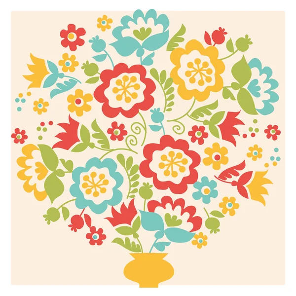 Retro-Stil Blume Sommerstrauß in Pastellfarbe. Blümchenvolk — Stockvektor