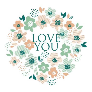 Basit soluk renkli çiçek dekoratif tasarım geometri tarzı. SP