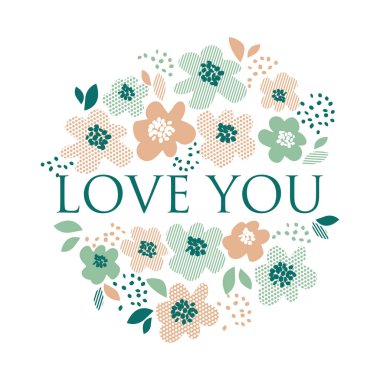 Basit soluk renkli çiçek dekoratif tasarım geometri tarzı. SP