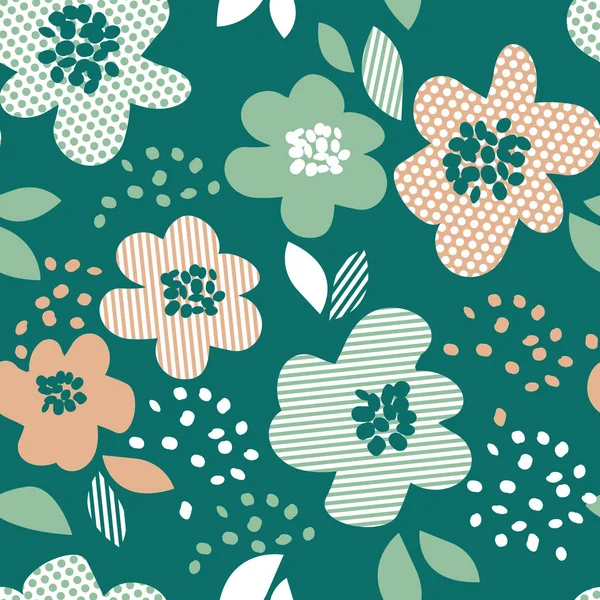 Einfache blasse Farbe florale dekorative nahtlose Muster in der Geometrie — Stockvektor