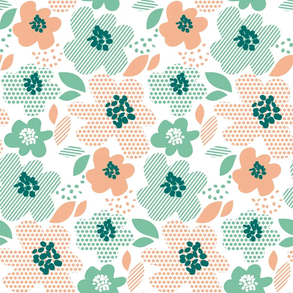기하학에서 간단한 창백한 색깔 꽃 장식 완벽 한 패턴 — 스톡 벡터