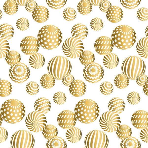 Abstract beads seamless pattern in gold xmas color. Concept yell — Stock Vector