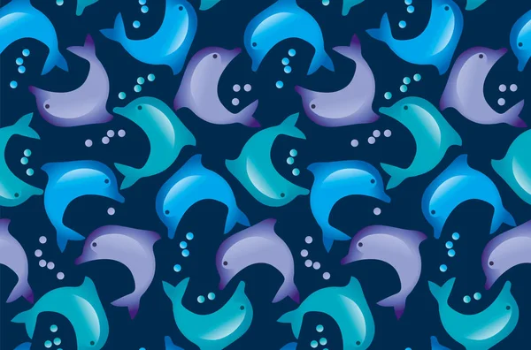 Abstraktes Delphin nahtloses Muster in zartem Pastell — Stockvektor