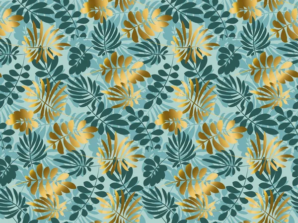 추상 열 대 에메랄드 그린 색상에 완벽 한 패턴을 나뭇잎 — 스톡 벡터