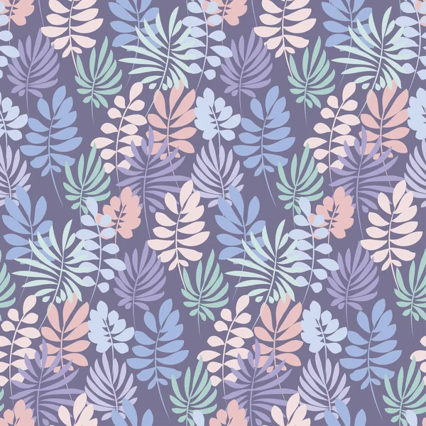 Inschrijving violette en roze kleur tropische bladeren naadloze patroon. D — Stockvector
