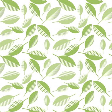 Bahar yeşil yaprakları vektör çizim wight backgr üzerinde soyut
