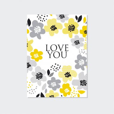 Sarı soyut çiçek ile çağdaş bahar çiçek tasarım.