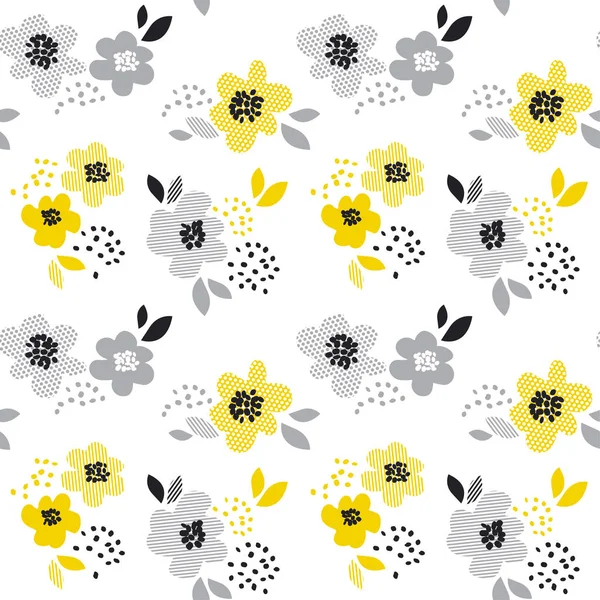 Сучасний весняний квітковий безшовний візерунок з жовтим абстрактом — стоковий вектор