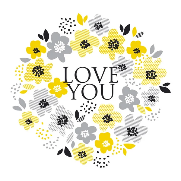 Design floral printanier contemporain avec fleurs abstraites jaunes . — Image vectorielle