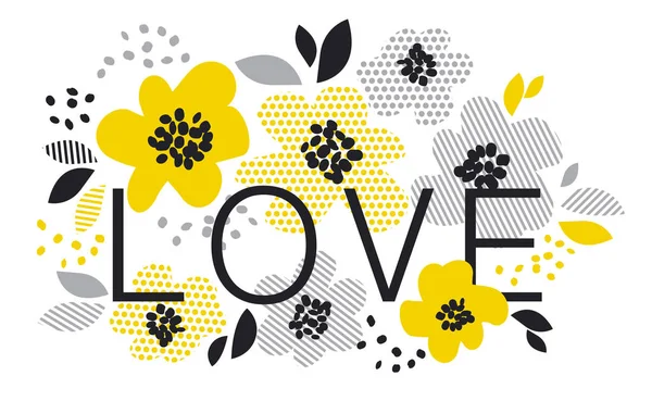 Design floral printanier contemporain avec fleurs abstraites jaunes . — Image vectorielle