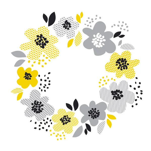 Design floral de primavera contemporânea com flores abstratas amarelas . —  Vetores de Stock