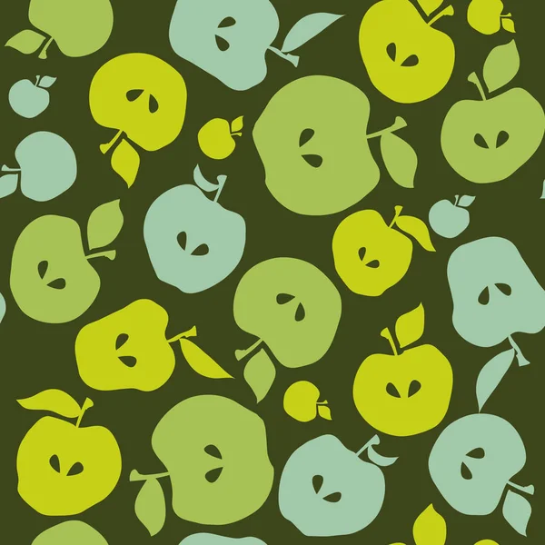 Verde simple fruta de manzana plana patrón sin costura para la tela, kitch — Vector de stock