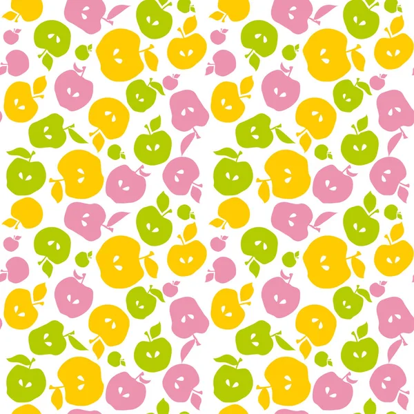 Naive Apfelfrucht nahtloses Muster für Stoff, Hintergrund, Verpackung — Stockvektor