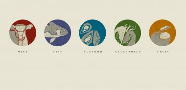 Kavram geometri stil gıda simge vektör çizim. 