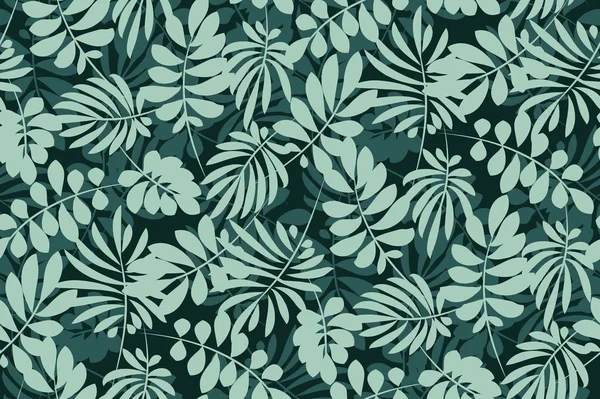 Tropische bladeren naadloze patroon in eenvoudige vlakke stijl. oppervlak d — Stockvector