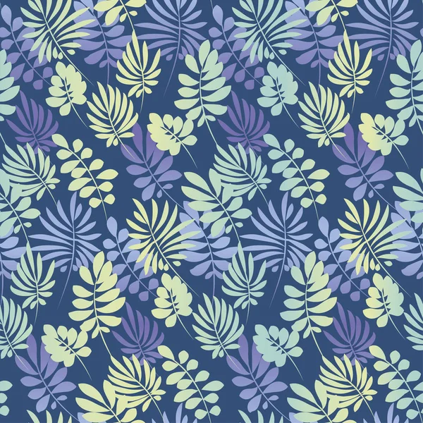 Feuilles tropicales motif sans couture dans un style plat simple. surface d — Image vectorielle