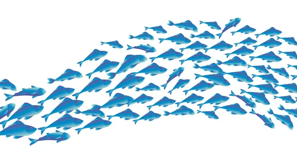 School of fish vector illustration for header, web, print, card — Stock Vector