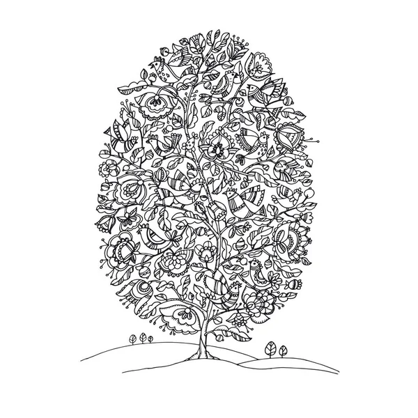 Húsvéti tojás alakú zentangle kép felnőtt. Kézzel rajzolt — Stock Vector
