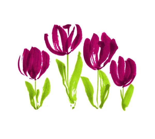 Cor pintura conceito moderno tulipa flor esboço . — Fotografia de Stock