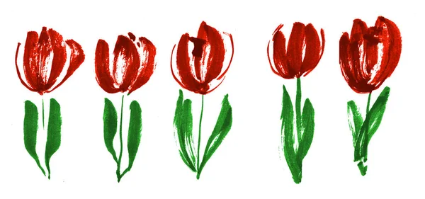 Color paint concept modern tulip flower sketch. — Stock Photo, Image