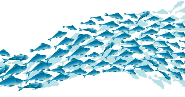 Poisson d'école bleu sur fond blanc. concept simple vecteur ill — Image vectorielle