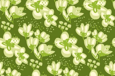 Yüzey tasarımı için çiçek seamless modeli: kağıt, arka plan, kumaş sarma. Soyut el elma çiçeği vektör çizim çekilmiş. Bahar ağacı çiçek tasarım öğesi baskı ve web projeleri için.  