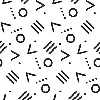 Modern tarzda kaotik yinelenebilir motif. Basit çizgi ve daire öğeleri seamless modeli için yüzey tasarımı, kumaş, kağıt ambalaj. 