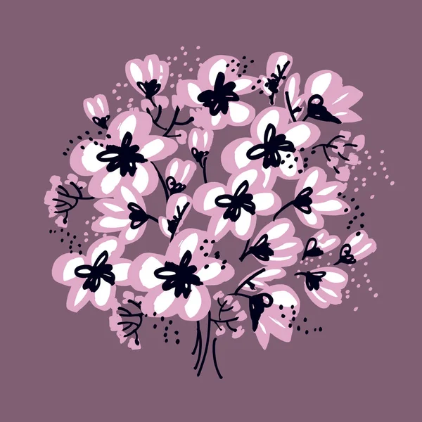 Abstraktní ručně tažené apple blossom vektorové ilustrace. Jarní strom kvetoucí designový prvek pro tisk a webové projekty. Načrtněte dekorativní květiny pro kartu záhlaví, plakát, Obálka knihy. — Stockový vektor