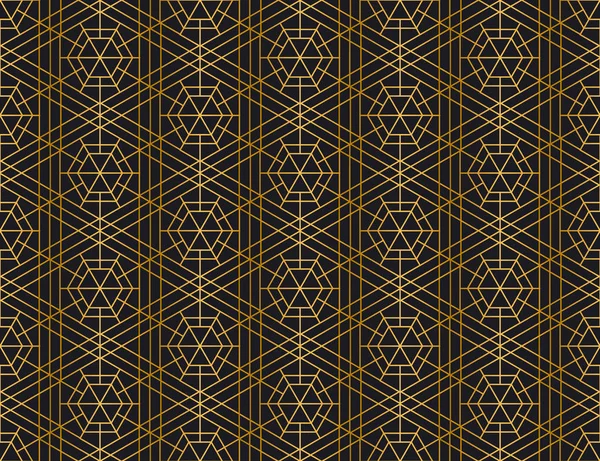 Streszczenie tło wzór minimalne. bezszwowe arabski art deco monochrome czarne i złote Tapety lub w tle — Wektor stockowy