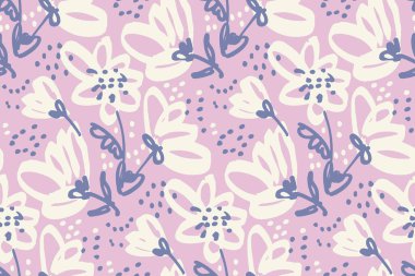 El yüzey tasarımı, ambalaj kağıt, kumaş, arka plan için eski püskü çiçek seamless modeli çekilmiş. Stil soluk renk çiçek yinelenebilir motif kroki.