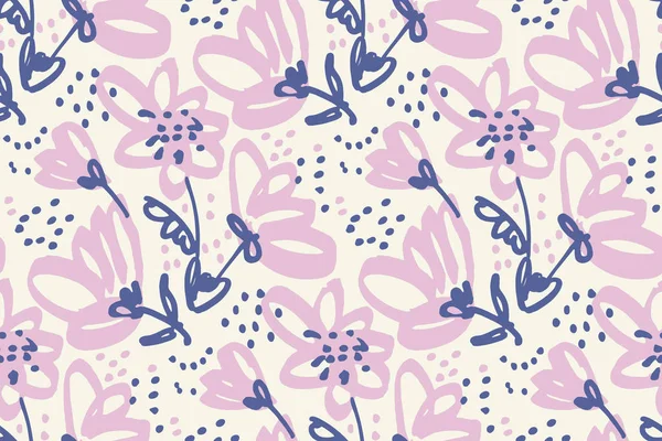 El yüzey tasarımı, ambalaj kağıt, kumaş, arka plan için eski püskü çiçek seamless modeli çekilmiş. Stil soluk renk çiçek yinelenebilir motif kroki.