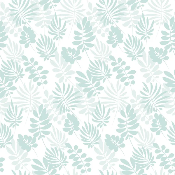 Tropical tender image on white background for bed linen. Seamless floral pattern with exotic leaves for wrapping paper, fabric, cloth. Vector illustration — Stock Vector