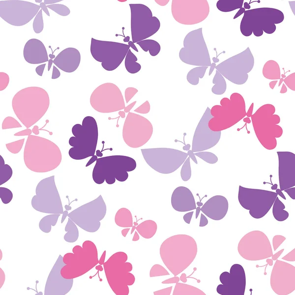 Mariposa patrón de vectores sin costura para el diseño de la superficie. estilo de verano brillante motivo repetible de color floral sobre fondo blanco — Vector de stock