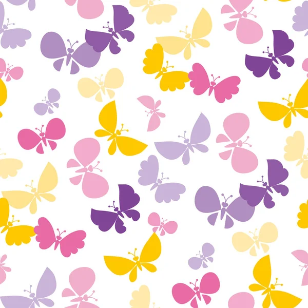 표면 디자인 나비 원활한 벡터 패턴입니다. 흰색 배경에 밝은 여름 스타일 꽃 색상 반복 모티브 — 스톡 벡터