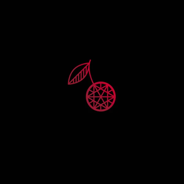 Elemento de design de diamante geometria em forma de cereja coquetel para o logotipo da barra de conceito, ícone, símbolo. ilustração vetorial de estilo de linha — Vetor de Stock