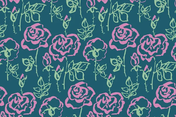 완벽 한 패턴의 꽃 봉 오리에서 장미 꽃다발입니다. 훈장과 디자인에 대 한 아름 다운 패턴입니다. 유행 인쇄입니다. 꽃 스케치의 절묘 한 패턴 — 스톡 벡터