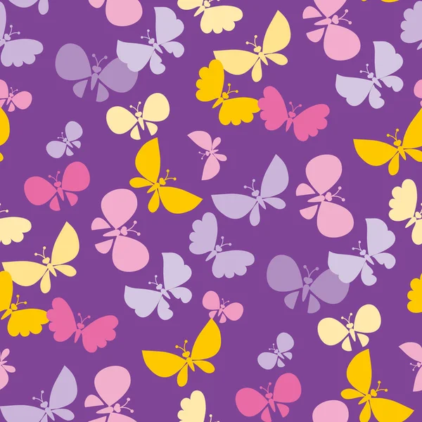 Mariposa patrón de vectores sin costura para el diseño de la superficie. estilo de verano brillante color floral motivo repetible — Vector de stock