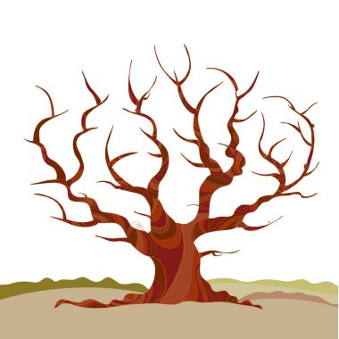 soyut ağaç siluet vektör çizim. kavram poster kış ağaç öldü
