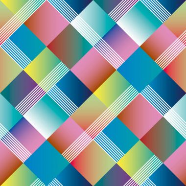 Argyle geometri seamless modeli yüzey tasarımı için. Vektör çizim modern degrade şekilleri kiremit kompozisyon ile.