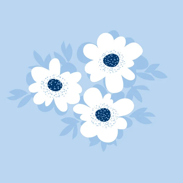 Patrón floral de verano de color pálido para el diseño de superficies. ilustración de vector de flor azul para proyectos de impresión y web . — Vector de stock