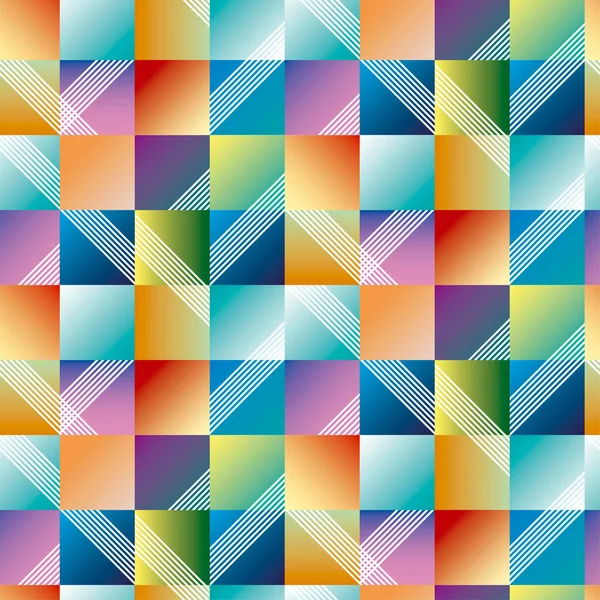 Patrón sin costura de geometría abstracta para el diseño de la superficie. Ilustración vectorial con degradado cuadrado de color moderno en la composición del azulejo . — Vector de stock