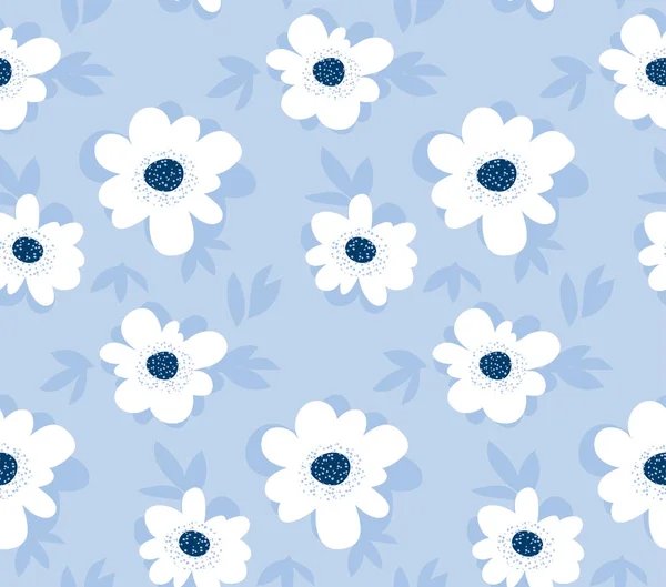 Patrón sin costura floral de verano de color pálido para el diseño de la superficie. ilustración de vector de flor azul para proyectos de impresión y web . — Vector de stock