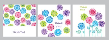 Teşekkür kartı vektör çizim. Dekoratif saf çiçek motifi davet, poster, arka plan için. 