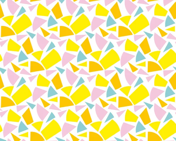 Сучасна геометрія безшовний візерунок Векторні ілюстрації. Дизайн поверхні для друку та інтернету жовтого, рожевого та синього кольорів. Веселий, динамічний літній мотив. Сучасний текстильний принт . — стоковий вектор